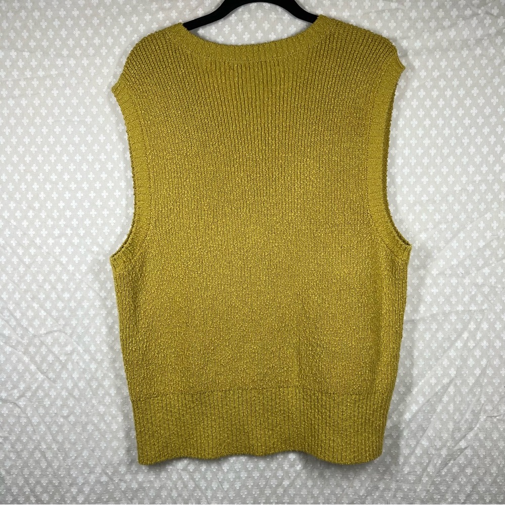Free People Beach Green Yellow Knit Penny V Neck Sweater Vest‎ - Picture 5 of 5